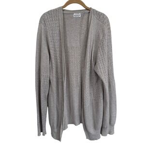 AllSaints Womens Open Front‎ Cardigan Gray Sz L Alpaca Pointelle Cable Y2K